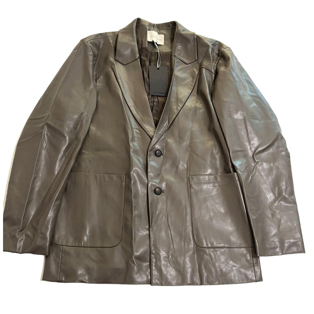 Dept. Anonym Men’s Faux Leather Blazer Jacket in Brown